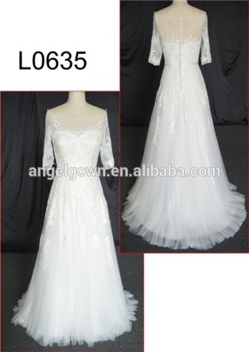 White short sleeves sheath wedding dress of backless decoration ruffles sheath wedding dress of long tail