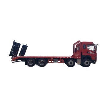FAW 8*4 Flatbed Truck with Low Body, Rear Ramp, and Support Legs for Export Sale