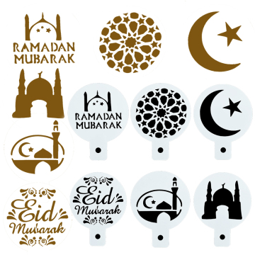 Eid Mubarak Coffee Spray Stencil per biscotti fai -da -te, biscotti, decorazioni per torte