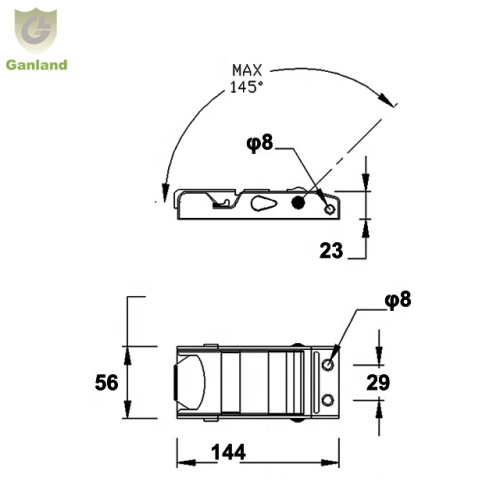 GL-15223S Stainless Steel Truck Trailer Push Release Side Curtain Buckle
