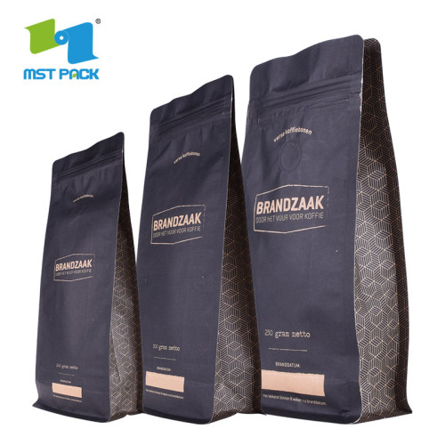 Custom Printed Coffee Packaging Flat Block Bottom Pouches