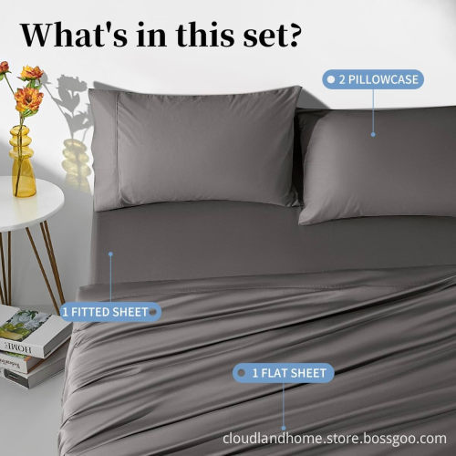 Cloudland 100% Egyptian Cotton Super King Size Bed Sheet Set (4 Pieces) - Printed Fabric