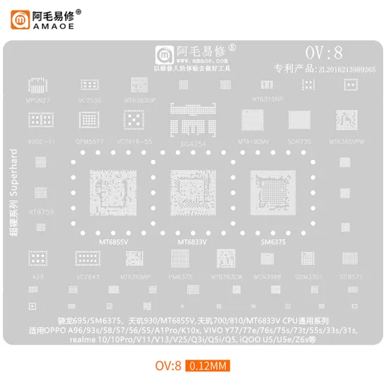 Tin Mesh BGA Reballing Stencil for OPPO Devices - Amaoe Steel Planting