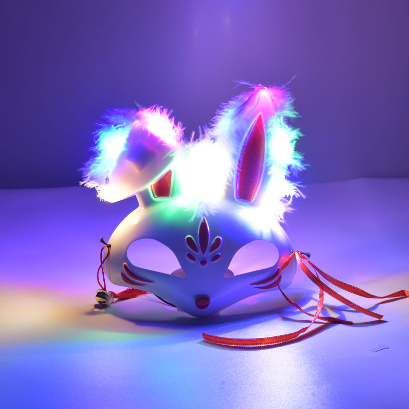 Light Up Feather Rabbit Fox Mask