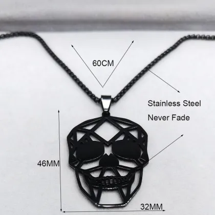 Goth Cool Skull Neck Pendant Stainless Steel Chain Necklace