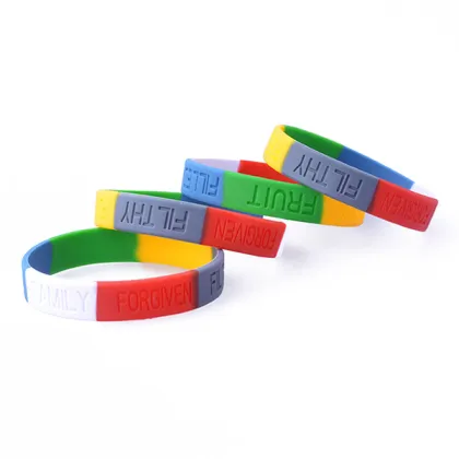 Multi Colors Silicone Bangle Words Engraved Wristband