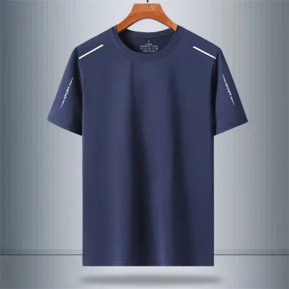Summer Breathable Gym T-Shirt for Men - New Arrival Ice Fabric Round Neck