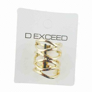 Fashion Cutout and Curved Ring in Gold Smooth Casting, Silver and Gold Color Available, In Stock