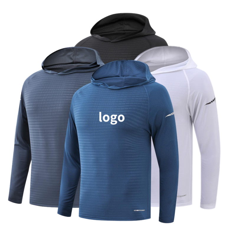 Men Breathable Long Sleeve Polyester hoodie Shirt
