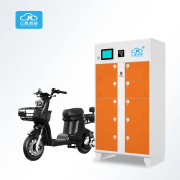 Orange-Themed 10 Slots Ebike Battery Charging Cabinet
