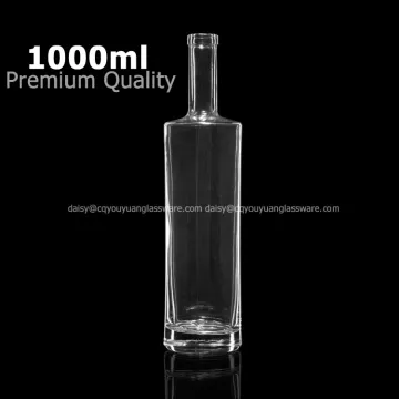 Top sale cylinder shape vodka empty 1 liter 1000 ml glass bottle wholesale