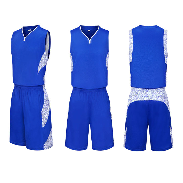 Polyester V-neck basketball uniform with pocket jersey