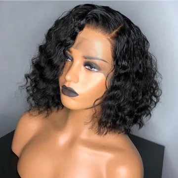 Kinky Curly Bob Wigs Human Hair Hd Full Lace Front Wig Cheap Peruvian Natural Virgin Human Hair Transparent Frontal Wig Vendor