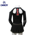 Custom dandy cheap black and red college youth girls cheerleading uniforms outfits