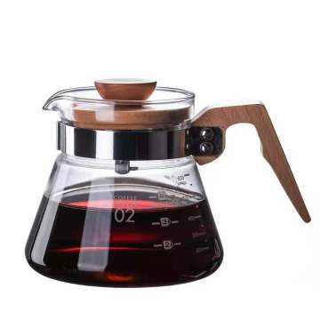 350ML Glass Tea Maker Coffee Kettle with Wooden Handle
