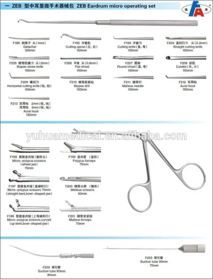 ZEB medical rigid otoscope surgical instrument set for ear medical device kit