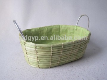 Natural Corn Husk Sundries Storage Basket with Handle