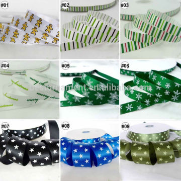 Mixed satin christmas printed beautiful stars ribbon