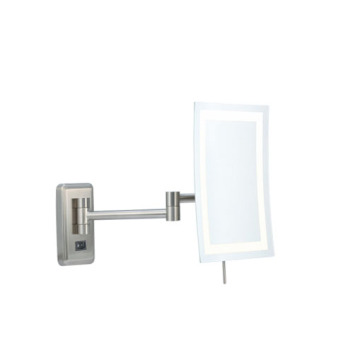 Lighted extending fogless bathroom mirror