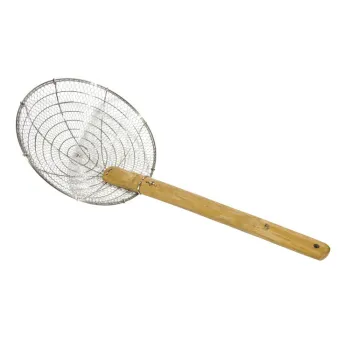 Stainless Steel Bamboo Skimmers with Handle - Wholesale Kitchen Utensils