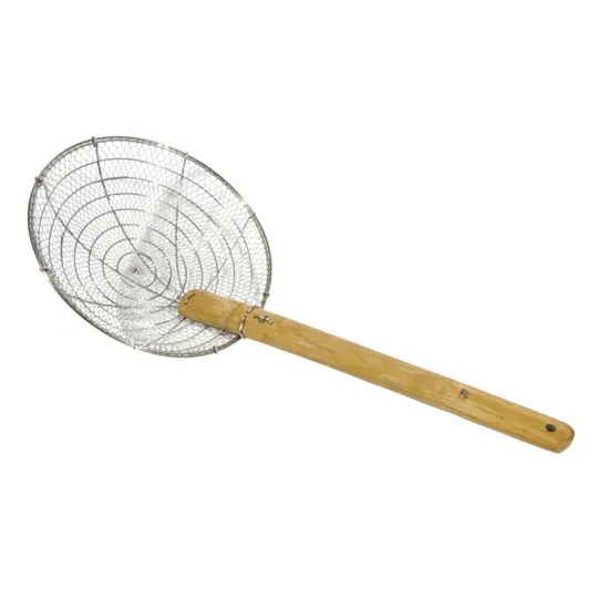 Stainless Steel Bamboo Skimmers with Handle - Wholesale Kitchen Utensils
