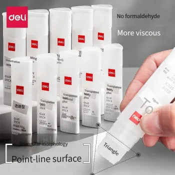 Transparent Triangle Deli 53407 Glue Stick - Large Office & Craft Adhesive for Kids