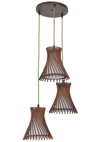 Home-Style Decor wood pendant lamp with 3 lights