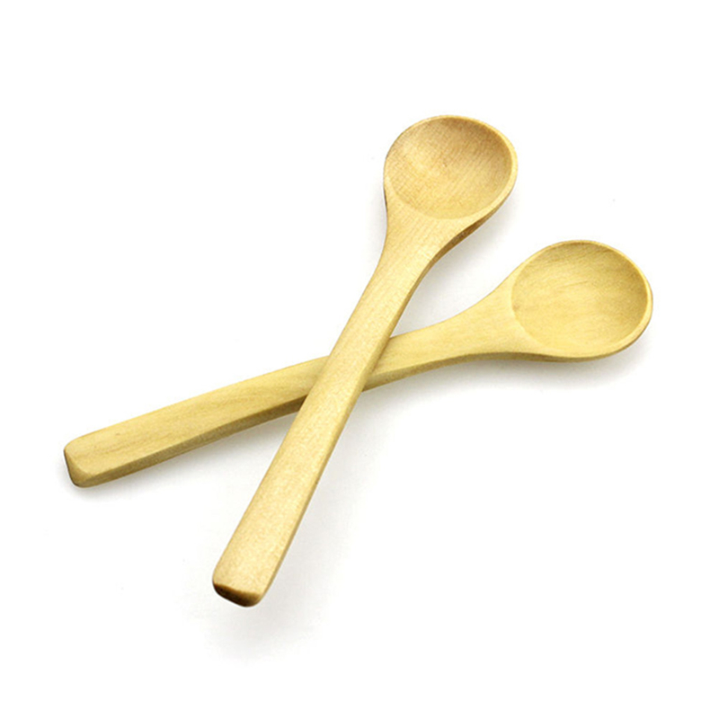 6 PCS Small Wooden Spoon Condiment Utensil Coffee Spoon Kitchen Cooking Teaspoon Kids Ice Cream Tableware Tool