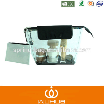 2015 Wholesales Hight Quality Designer Zipper Clear PVC Promotion makeup Bag Set