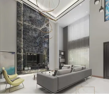 Hot Selling Luxury Blue Jade Marble Look Sintered Stone for Interiors