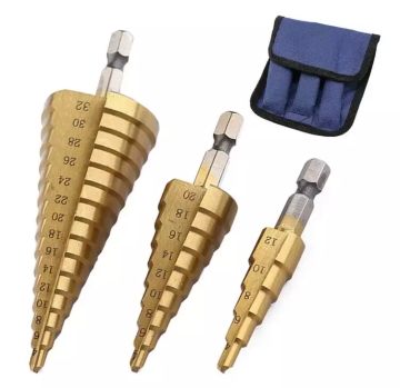 Good quality Cone Titanium Coated Metal Hole Cutter,High-Speed Steel Step Drill Bit Set for metal