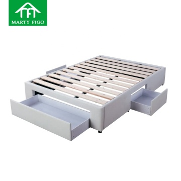 Modern Velvet Linen Queen Bed Frame with Wooden Slat Base and Storage Drawers