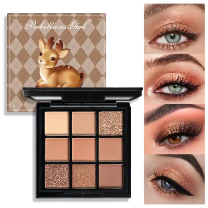 Huda Beauty Matte Pearl Glitter Earth Tones Eyeshadow Palette - Rebellious Girl