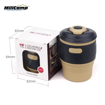 Caneca de silicone dobrável 350ml - xícara de café dobrável para viagens e acampamentos