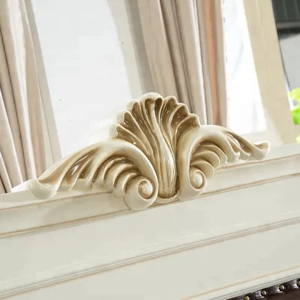 American Style Brown Leather Headboard MDF Wooden Double Bed