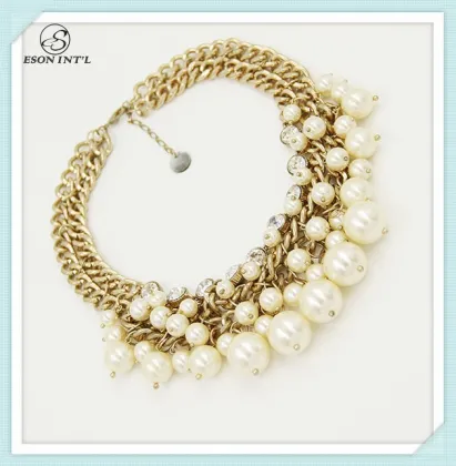 Wholesale Modern Pearl Necklace Design, Charming Rhinestone Pearl Necklace