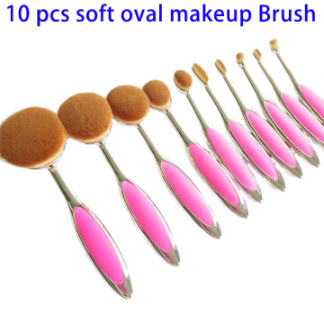 Wholesale Toothbrush Pink Oval Makeup Brushes Set of 10, Face Blusher Makeup Tools