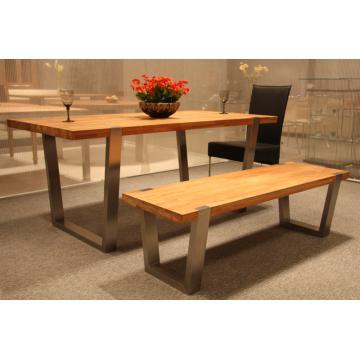 wooden and stainles steel dining set