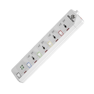 Universal Power Socket 4 Outlets 2US 2m High Quality Extension Socket