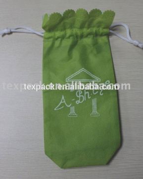 Drawstring candy bags christmas usage in green non-woven