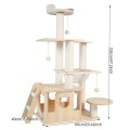 Wooden Cat Tree Tower Luxury Solid Wood Cat Scratcher Multi Level Activity Center Indoor Cats Climbing Playground Sisal Carton