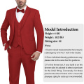 WYWK Men's 3-Piece Suit Banquet Prom Wedding Set-Red-XL