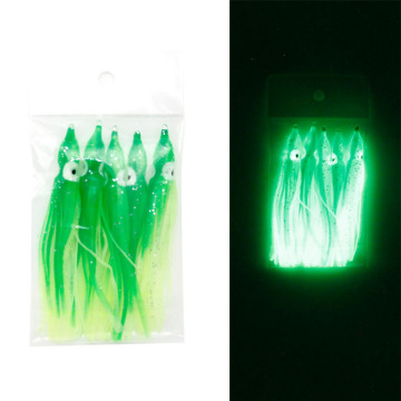 5 Pcs/Bag Soft Plastic Luminous Squid Skirt Lures for Deep Sea Fishing