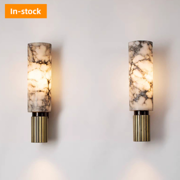 Postmodern LED Wall Lamp Alabaster Decorative Copper Light for Living Room, Bedroom, Hallway