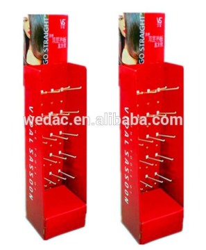 Supermarket paper card display stand with hooks