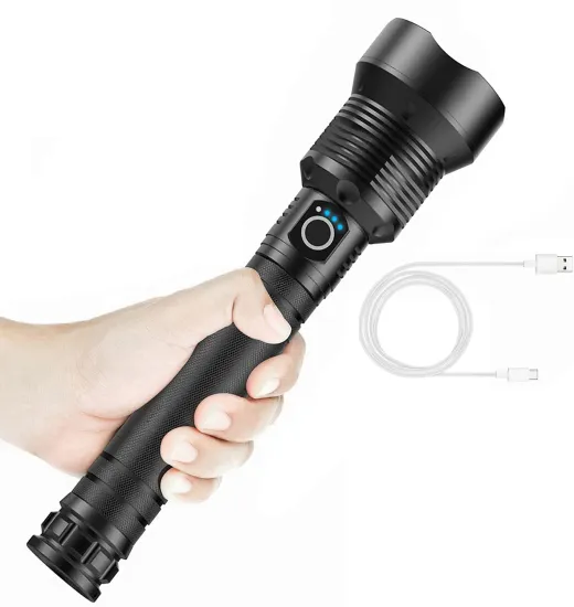 High Lumens 8000 USB Rechargeable LED Torch - The Brightest Flashlight with 26650 Battery