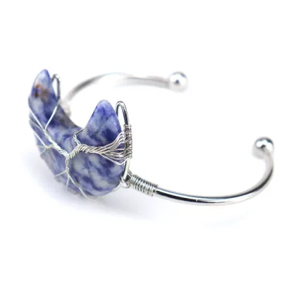 Silver Tree Of Life Natural Stone Moon Bracelets