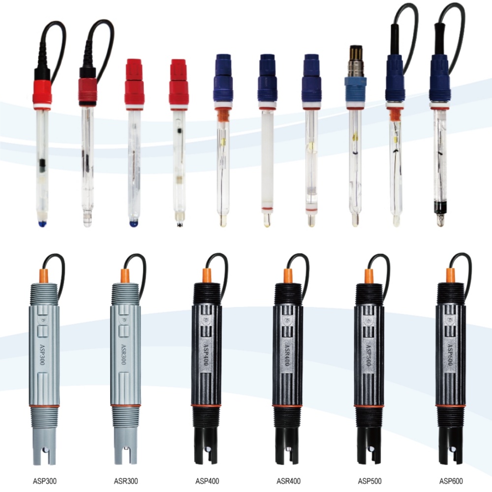 Different types of pH sensors and probes