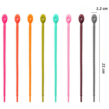 Gambe di silicio mosca legare la fune di silicone da cottura da 18 pollici con gancio logo personalizzato e cavo a fissaggio ad anello