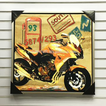 Handmade Sports Running motorbike Oil painting on Canvas for Bar Decoration